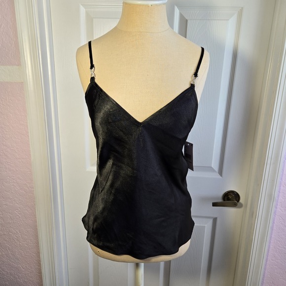 In Bloom by Jonquil Camisole Top Size M Satin Tank Lingerie‎ Bling Straps New - Picture 1 of 7